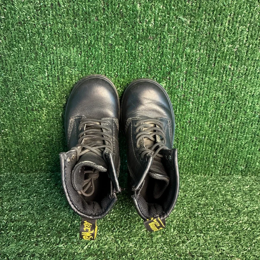 Dr. Martens Brooklee Leather Lace Up Side Zip Combat Boots Black Toddler Size 10